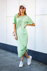 Green Sunday Chills Maxi Side Slit Dress
