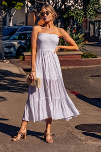 White Stephanie Strapless Maxi Dress