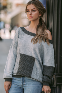 Charcoal Grey Clara Patchwork Sweater