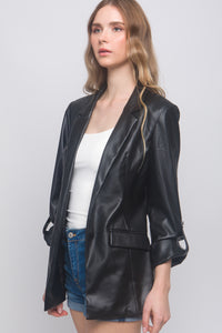 Off the Clock Faux Leather Blazer