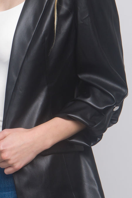 Off the Clock Faux Leather Blazer