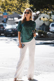 Emerald Sequin Perry Puff Sleeve Top